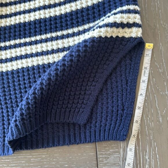 LANDS’ END Chunky Cotton Blend Navy Striped Women’s L 14-16 Sweater Casual EUC - Picture 12 of 12